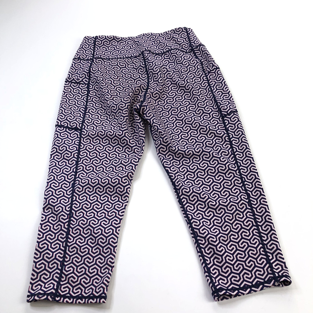 J McLaughlin LG (Fit 28W 19L) Athleisure Cropped Capri Athletic Pants Blue Print